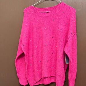 CeCe Fuchsia Sweater with rhinestone Details